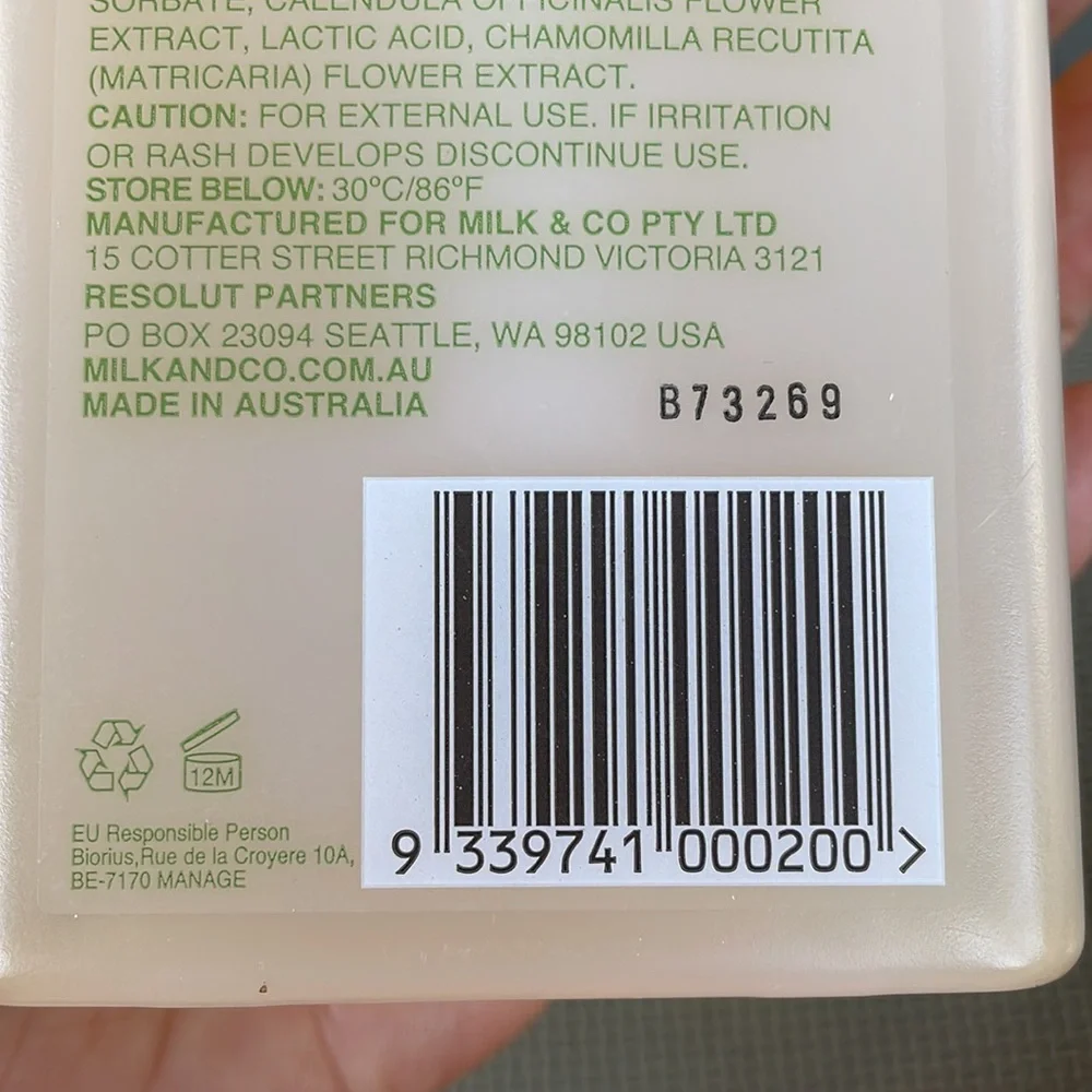 Milk Baby Bath Time Wash 95% Natural allergy Free Baby Wash